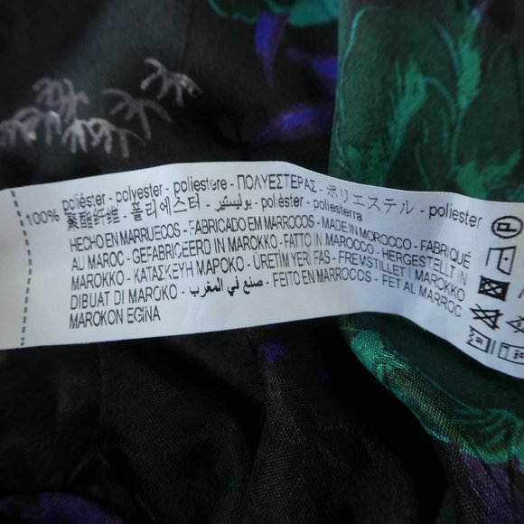 Zara Asian Flower Pagoda Dress Mock Neck Button Back Balloon Sleeve Faux Wrap S - Picture 8 of 9